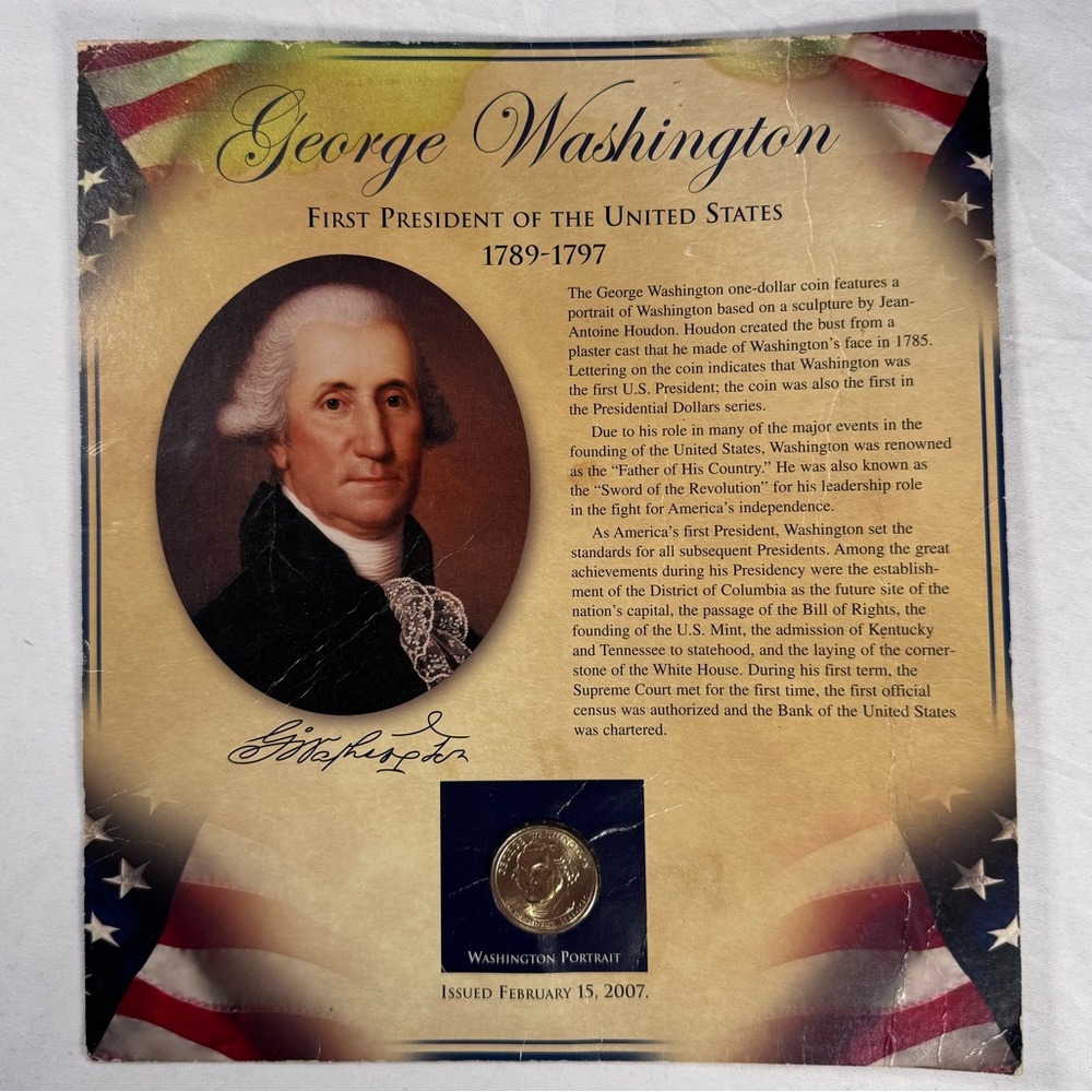 2007 George Washington United States President $1 Coin & Postal Stamp collection